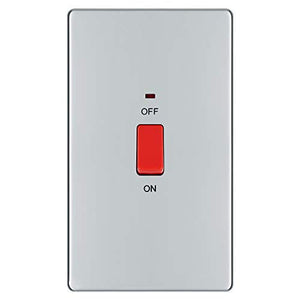 BG Electrical Double Pole Large Cooker Control Unit with a Power Indicator, 45 Amp, Polished Chrome